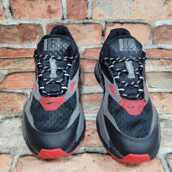 Puma RS Fast "APM" Black/Castlerock/ Red Sneakers Kids Size 5.5 - Picture 3 of 12